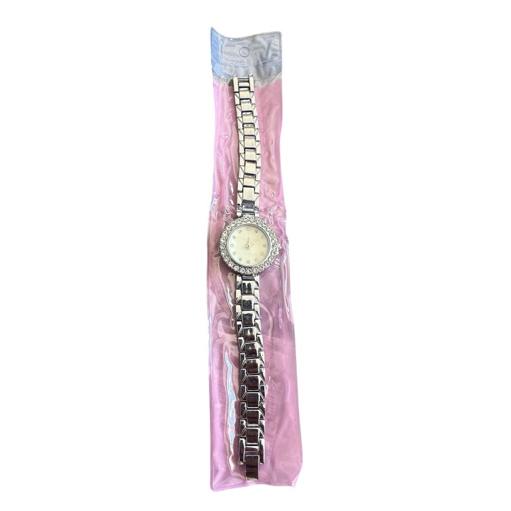 Silver Tone Rhinestone Rimmed Watch - Picture 2 of 7